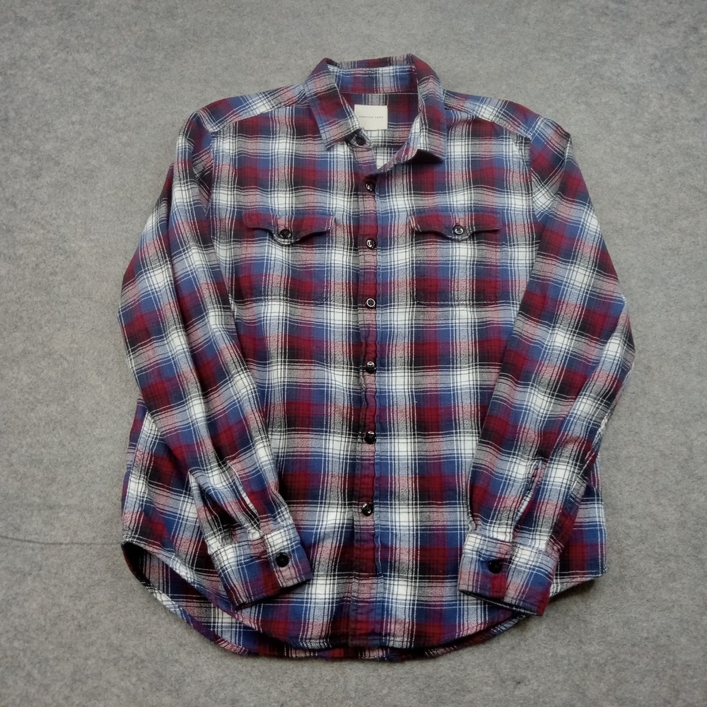 American Eagle Shirt Mens‎ Large Outfitters Red Plaid Flannel Button Long Sleeve